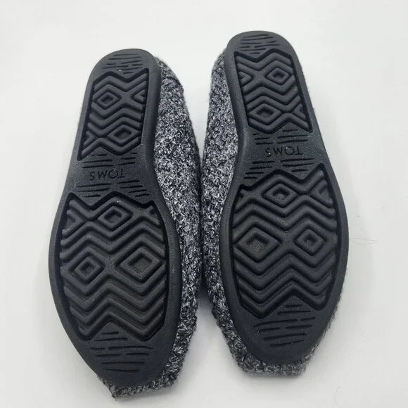 Toms Alpargata Charcoal Gray Black Sweater Fur Inside Leather Sole Shoe 8.5 - Picture 8 of 8